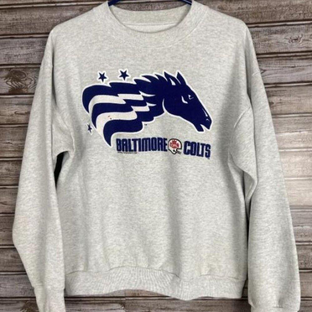 Baltimore Colts Stallions Sweatshirt Shirt Cfl 1994 Gray Usa